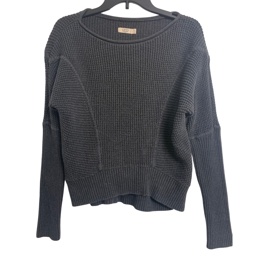 UGG Charcoal Gray Waffle Knitโ Cotton Blend Sweater Small